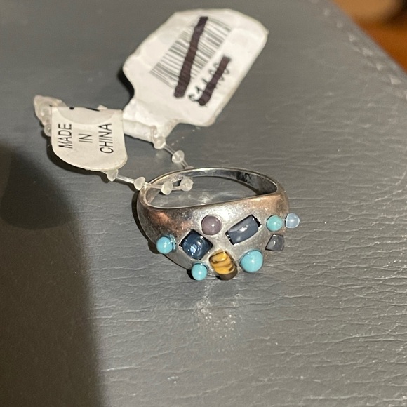 Free People Turquoise Tortoise Silver tone Stone Dome Ring, Size 7, NWT! - Picture 13 of 16